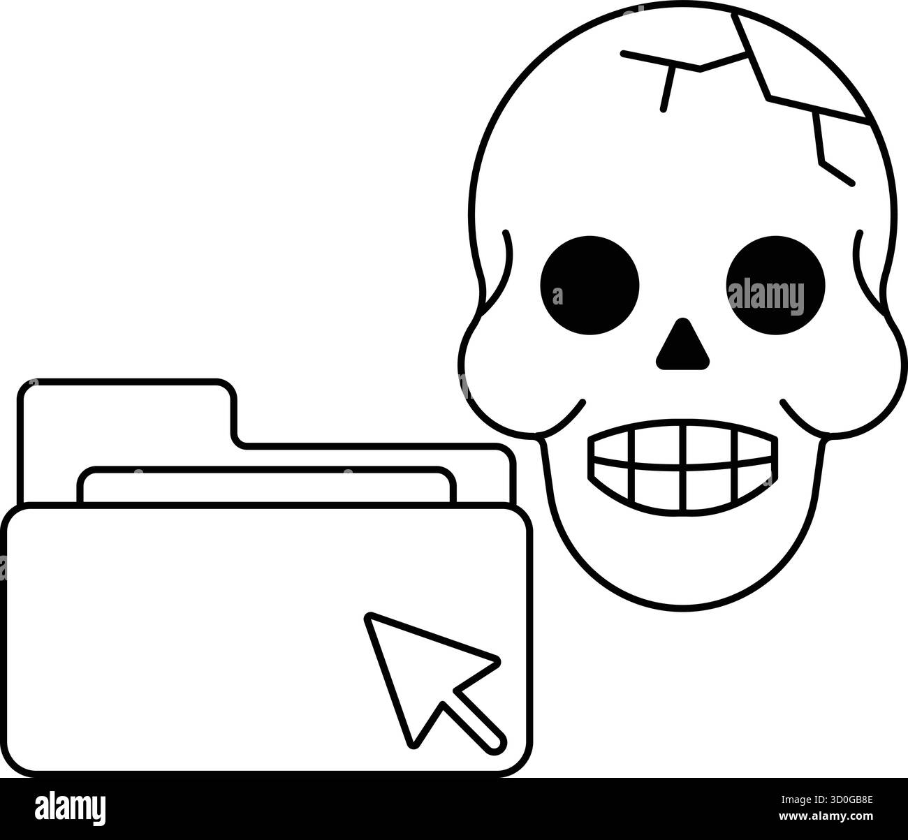 A skull is next to a folder with a mouse cursor on it. The skull is ...