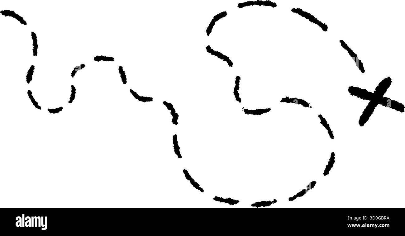 Old pirate treasure map. Dashed line and X sign on map. Path to ...