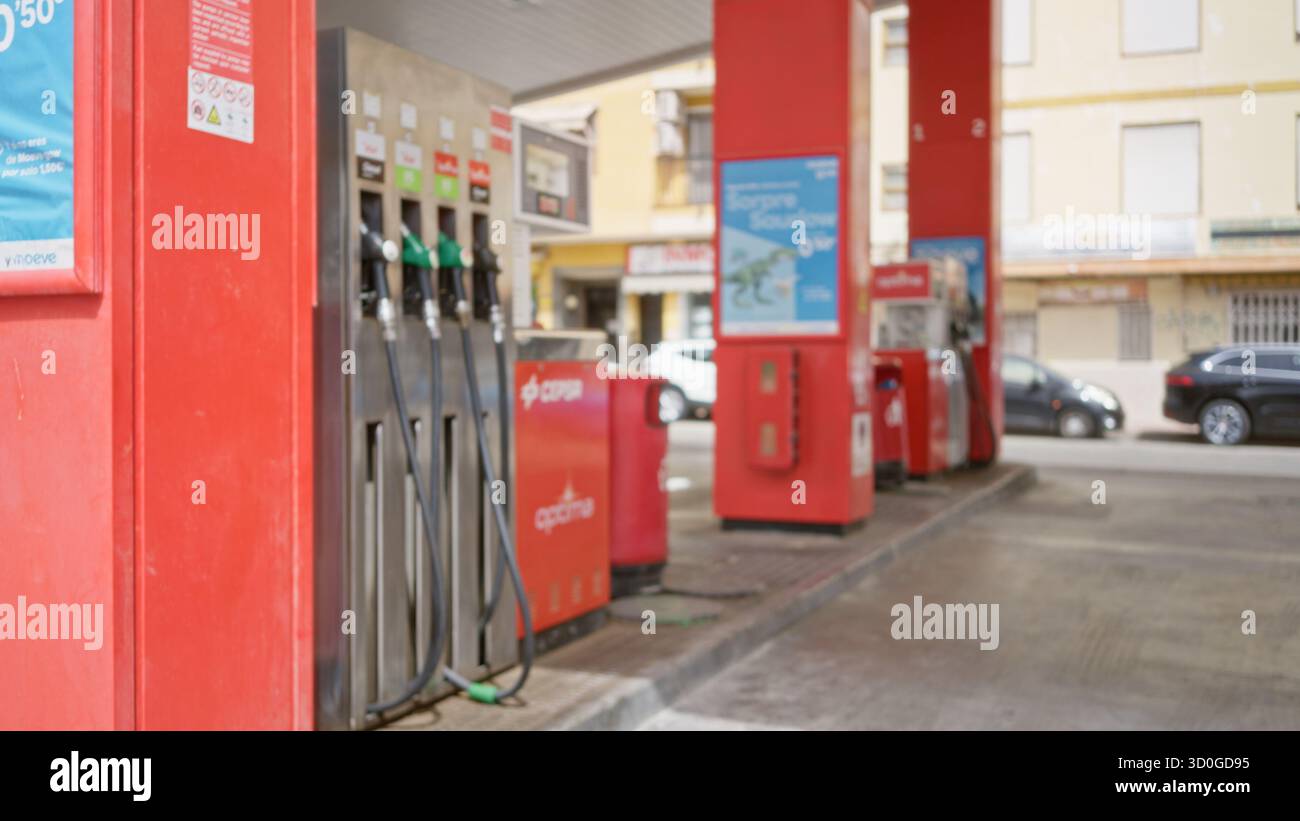 Out focus red fuel pumps hi-res stock photography and images - Alamy