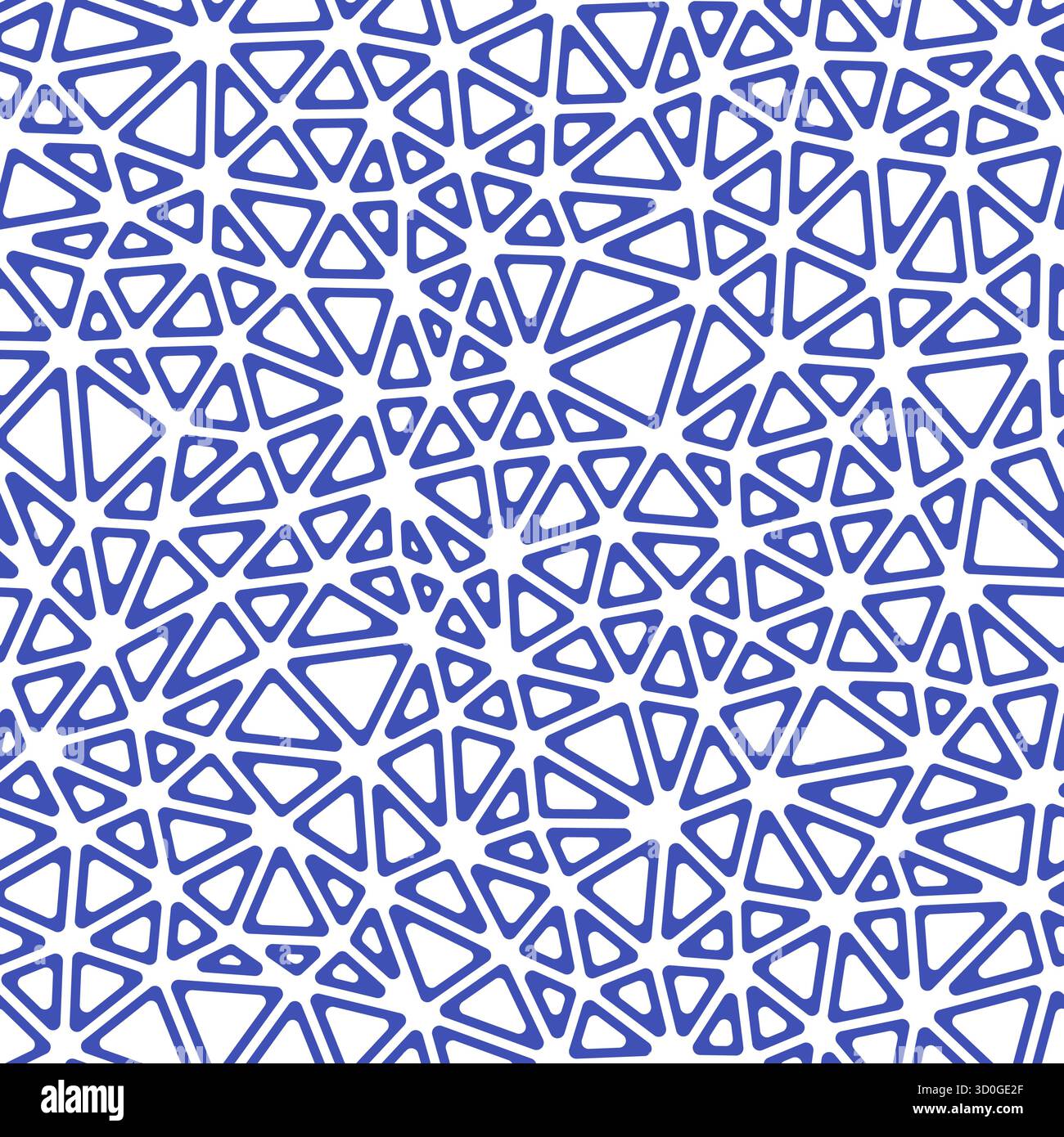 Minimal geometric background. Small triangles size. Solid color style. Rounded triangular cells outlined. Repeatable pattern. Stock Vector