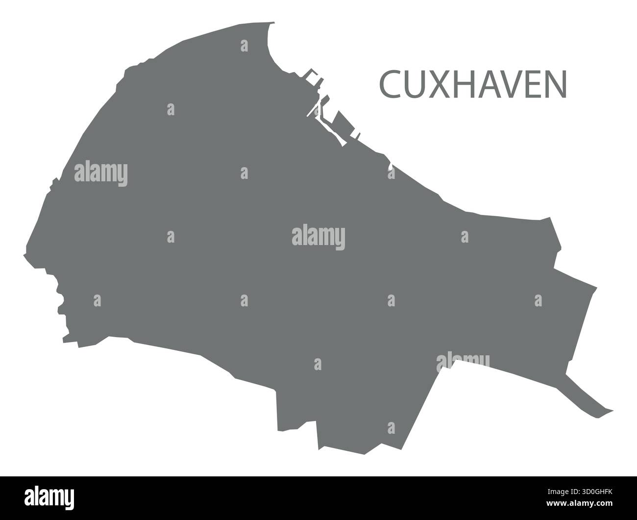 Cuxhaven city map with boroughs grey illustration silhouette shape ...