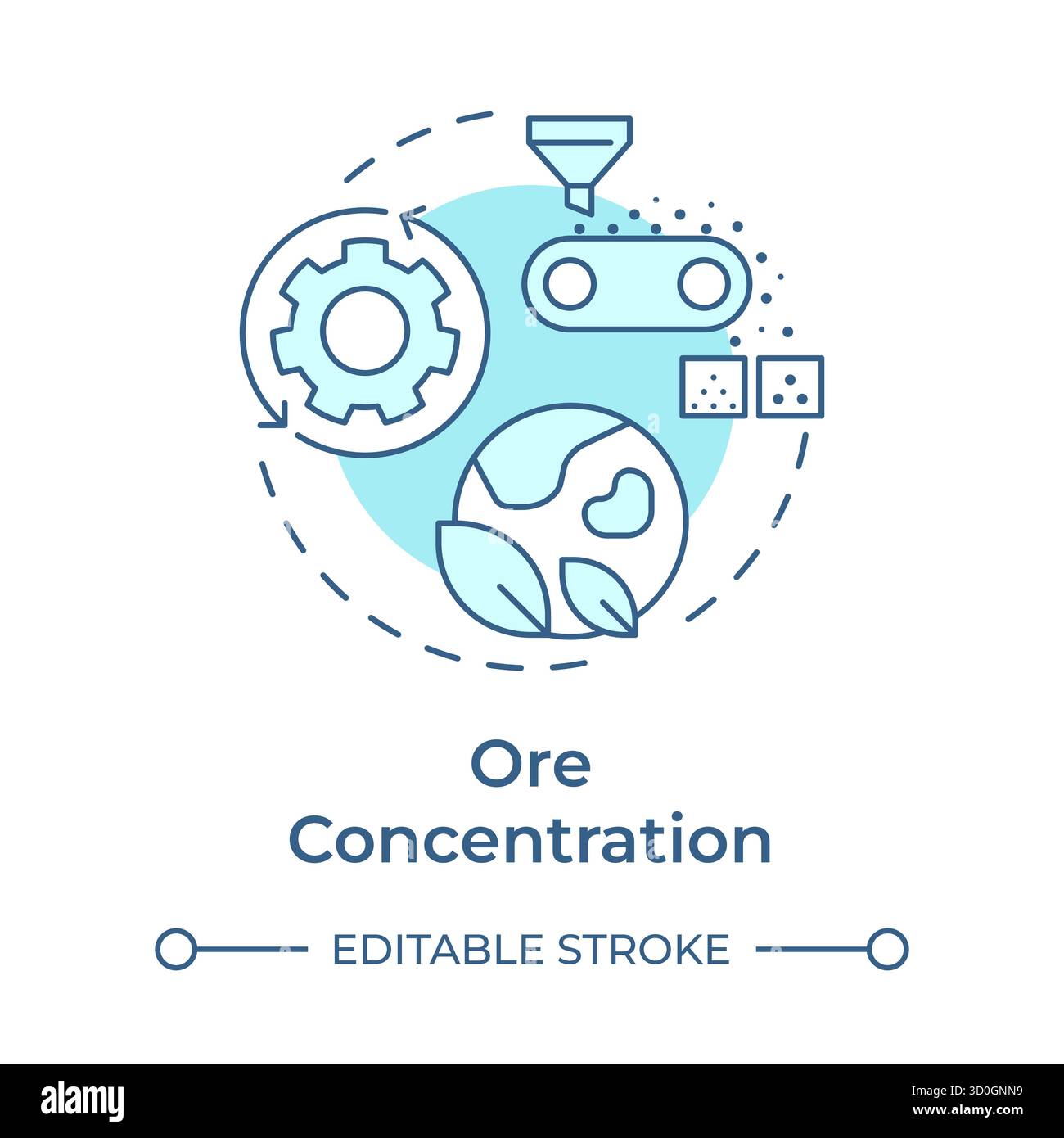 Ore concentration soft blue concept icon Stock Vector