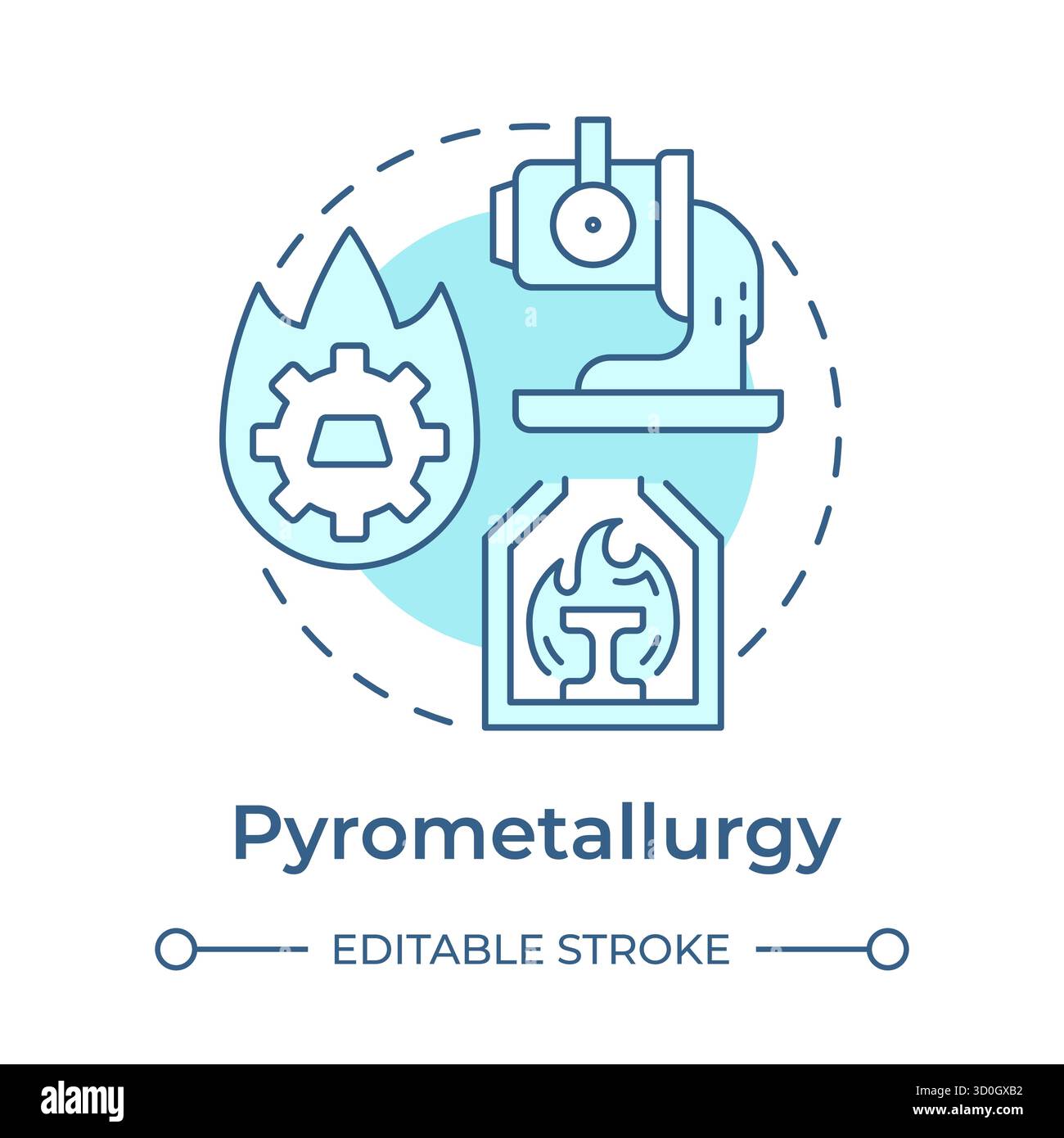 Pyrometallurgy soft blue concept icon Stock Vector