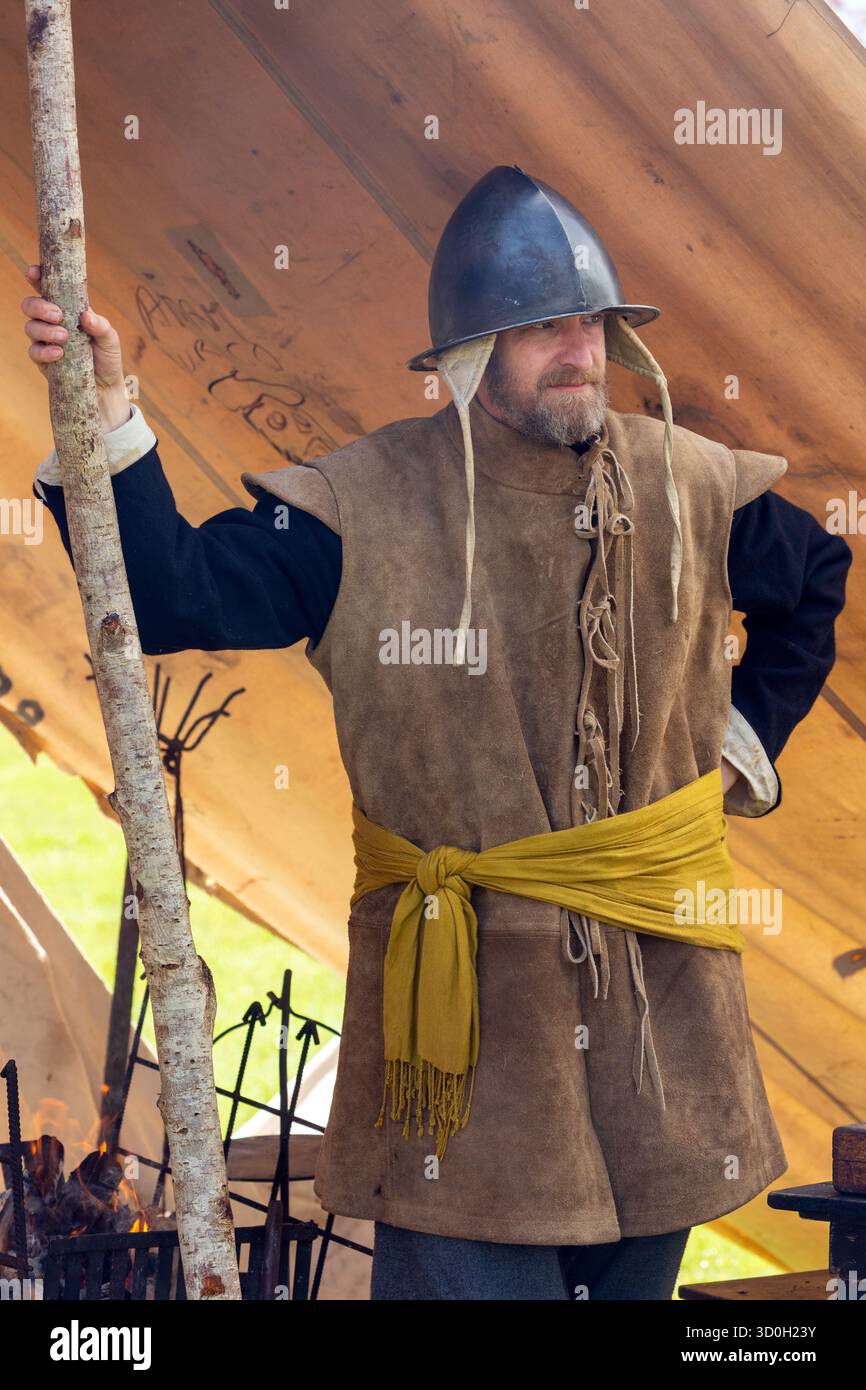 a person participating in a Border Reiver reenactment Stock Photo