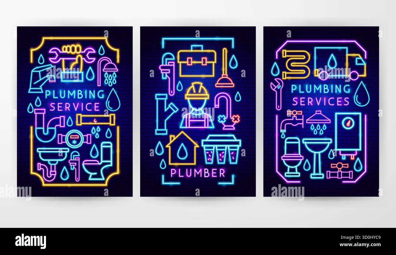 Plumbing Service Flyer Concepts Stock Vector