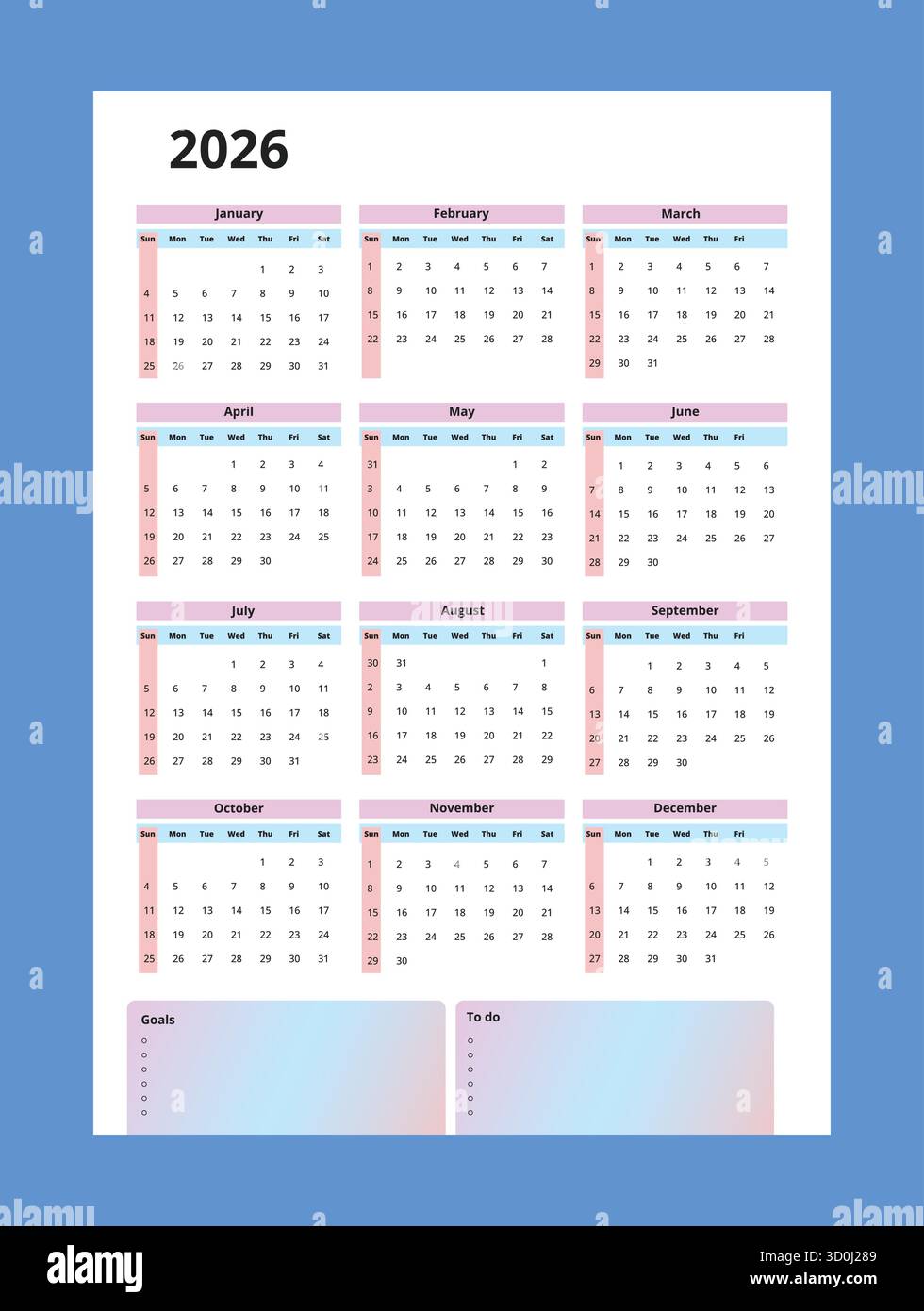 Minimalist 2026 wall calendar hi-res stock photography and images - Alamy