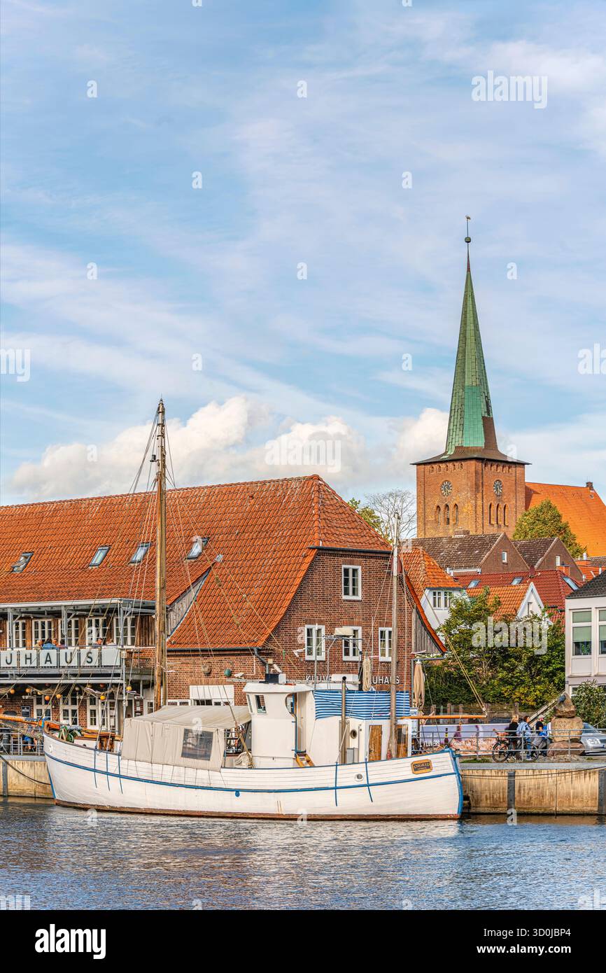 Fishing boats in the harbour of Neustadt in Holstein, Schleswig Holstein, Germany Stock Photo
