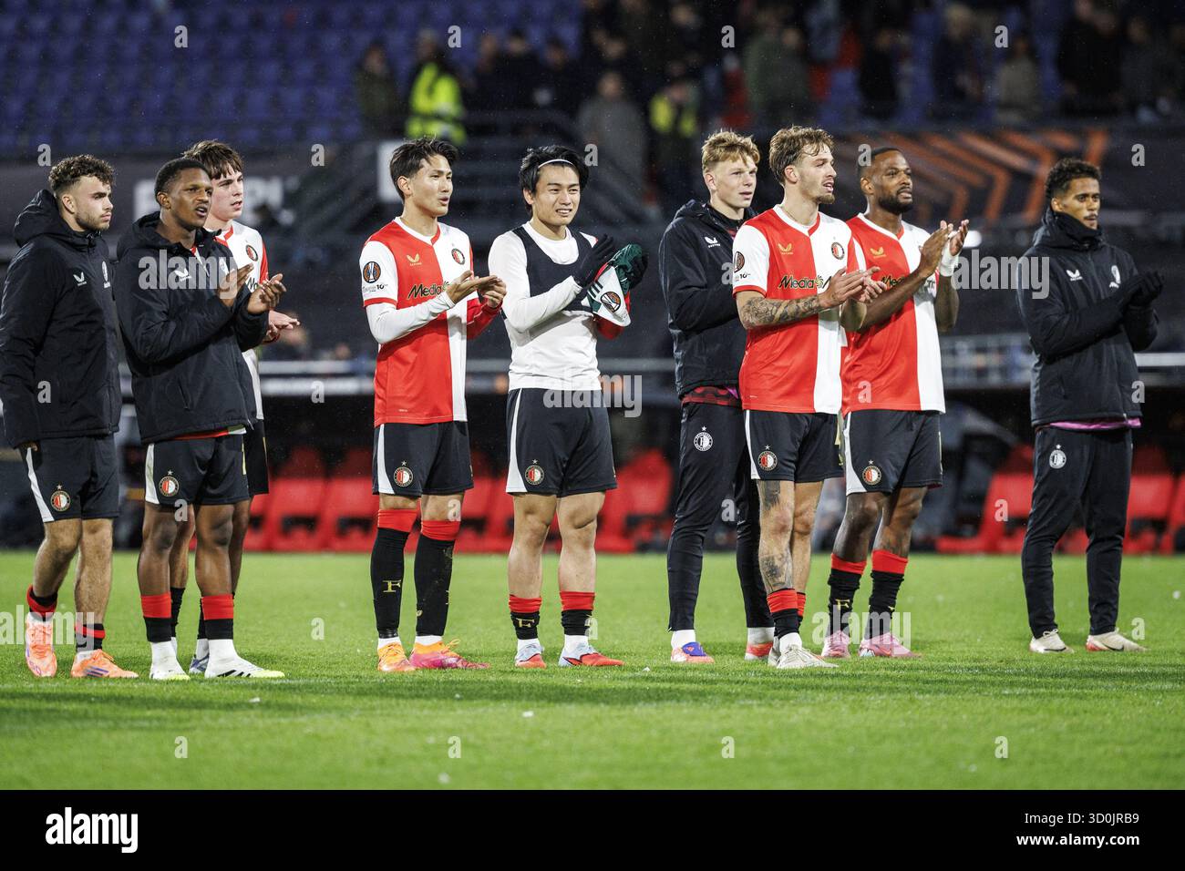 ROTTERDAM - Feyenoord players after the UEFA Europa League match between Feyenoord and Panathinaikos FC at Feyenoord Stadion de Kuip on October 23, 2025, in Rotterdam, Netherlands. ANP BAS CZERWINSKI Stock Photo