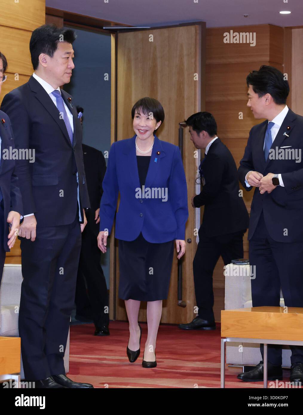 Japanese Prime Minister Sanae TAKAICHI (C) attends a cabinet meeting at ...