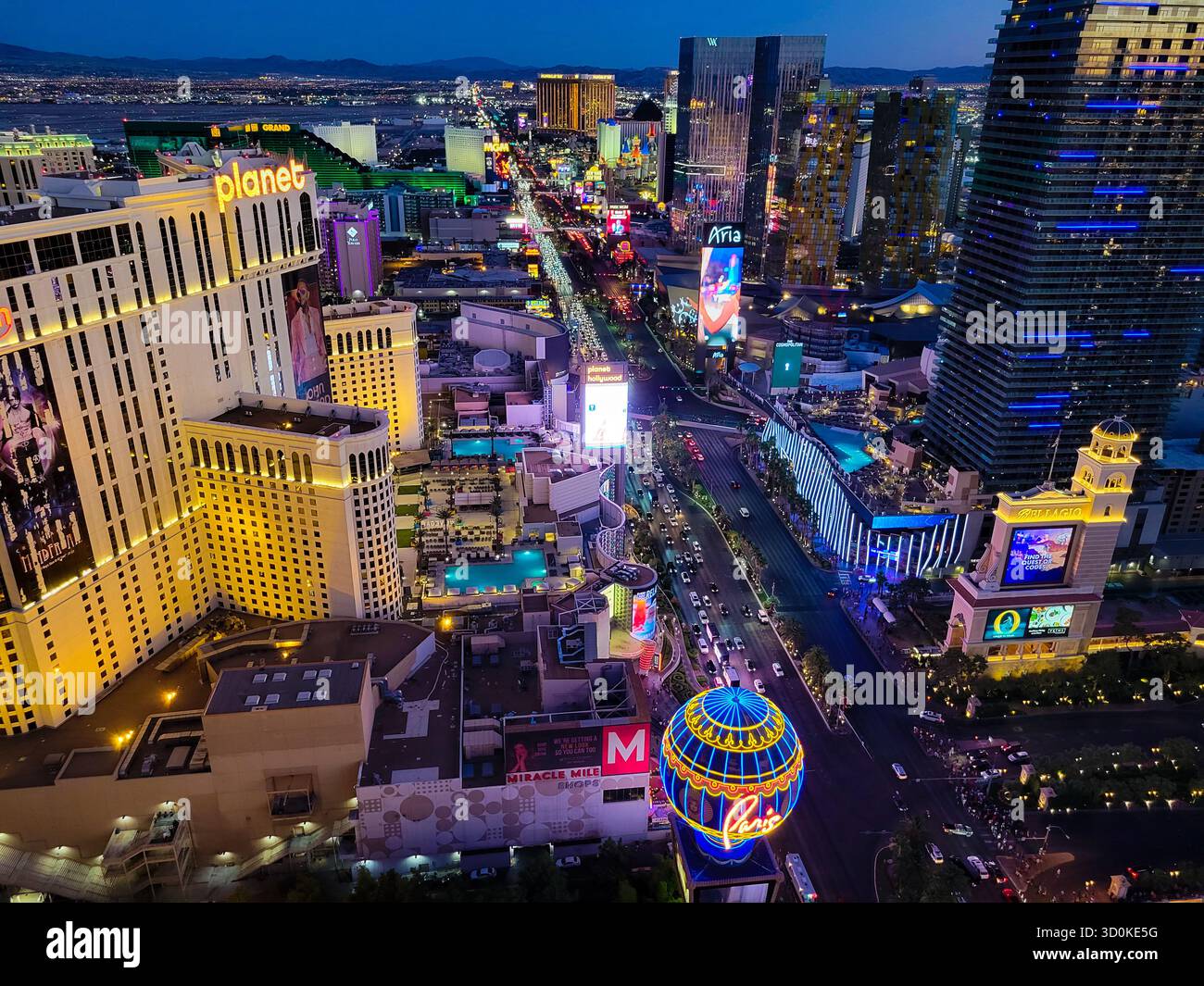 Vibrant Nightlife on the Las Vegas Strip - Smartphone Captured Stock Image