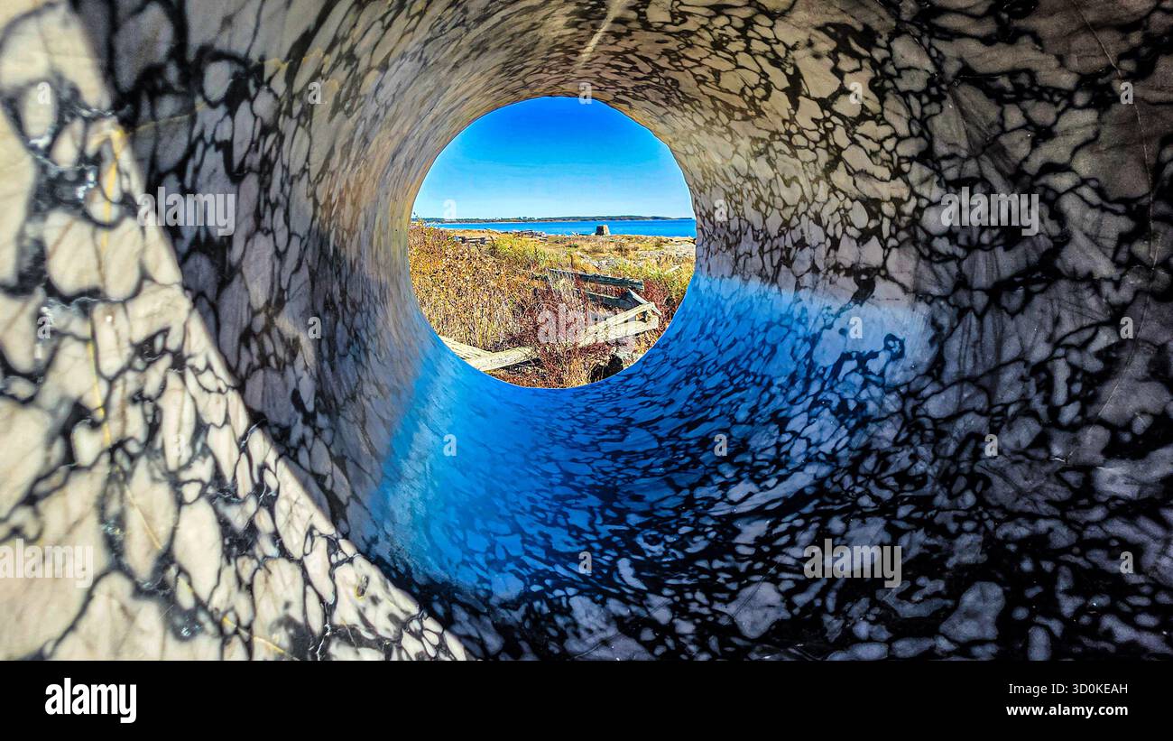 View Through a Concrete Tunnel - Smartphone Captured Stock Image