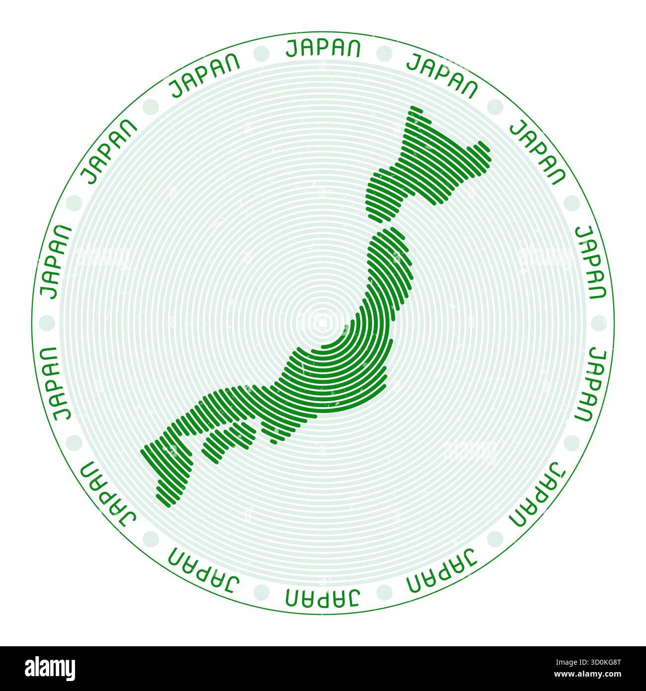 Japan shape radial arcs. Country round icon. Japan logo design poster ...