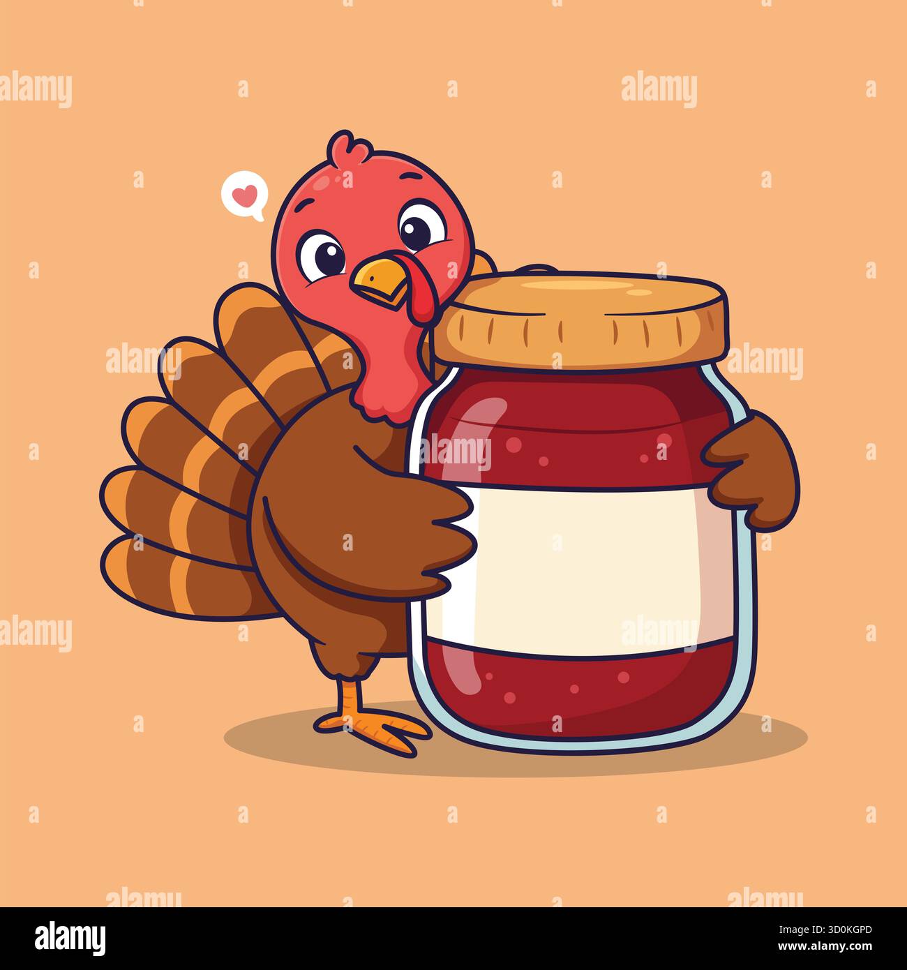 Turkeys Hugging Cute Turkey Hugging Jam Jar with Heart – Vector Illustration Stock ...