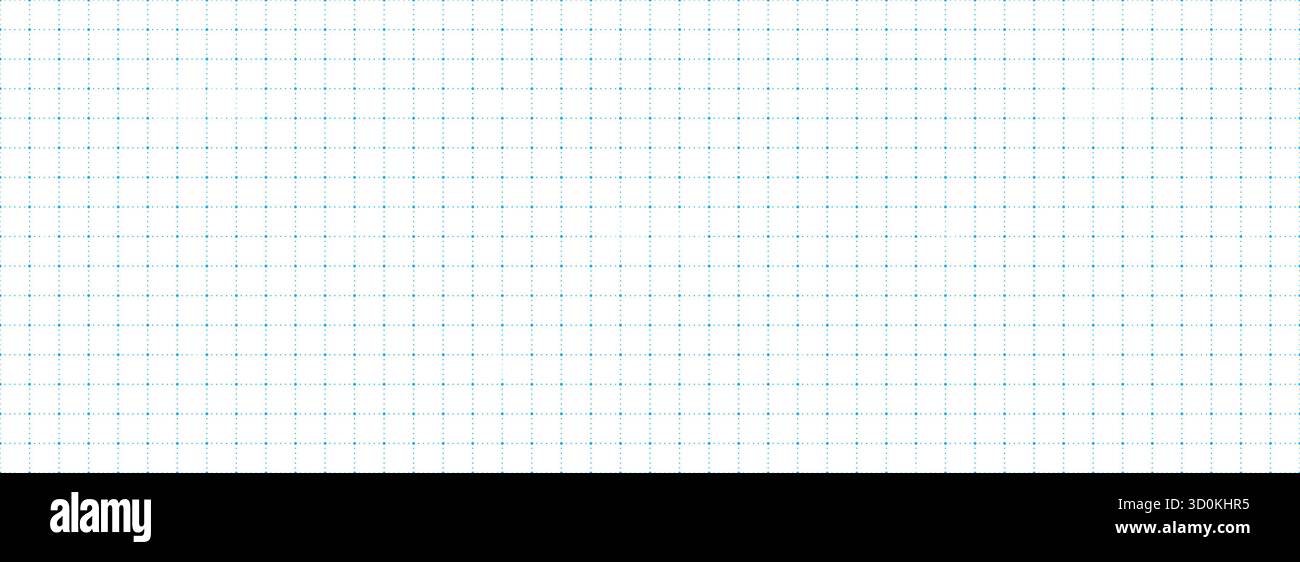 Planer page with dotted square grid. Seamless blue dashed checkered paper pattern. Simple cross dash graph texture. Bullet journal notebook background. School math lined sheet wallpaper. Vector Stock Vector