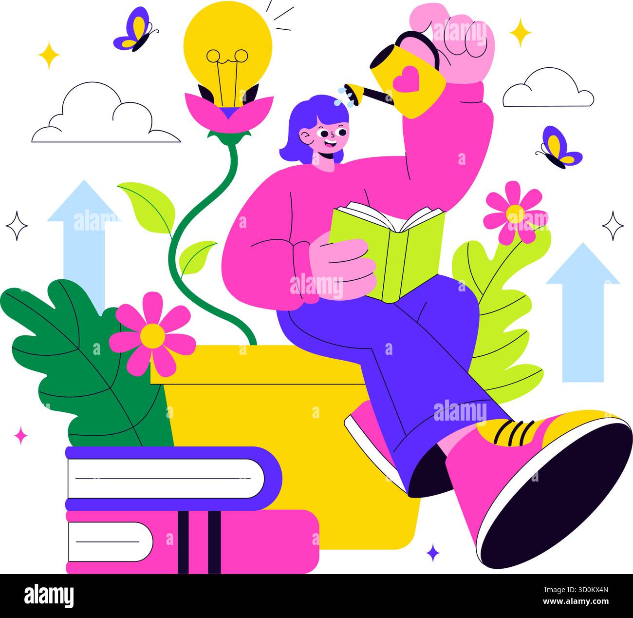 Personal Growth Vector Illustration Featuring Development Through ...