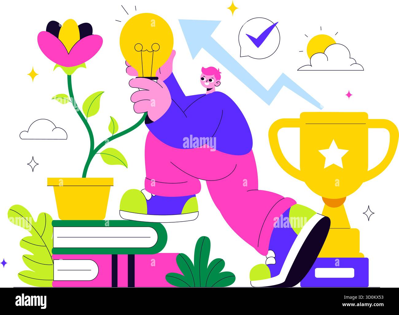Growing Learning Persevering Personal Growth Vector Illustration Featuring Development Through ...