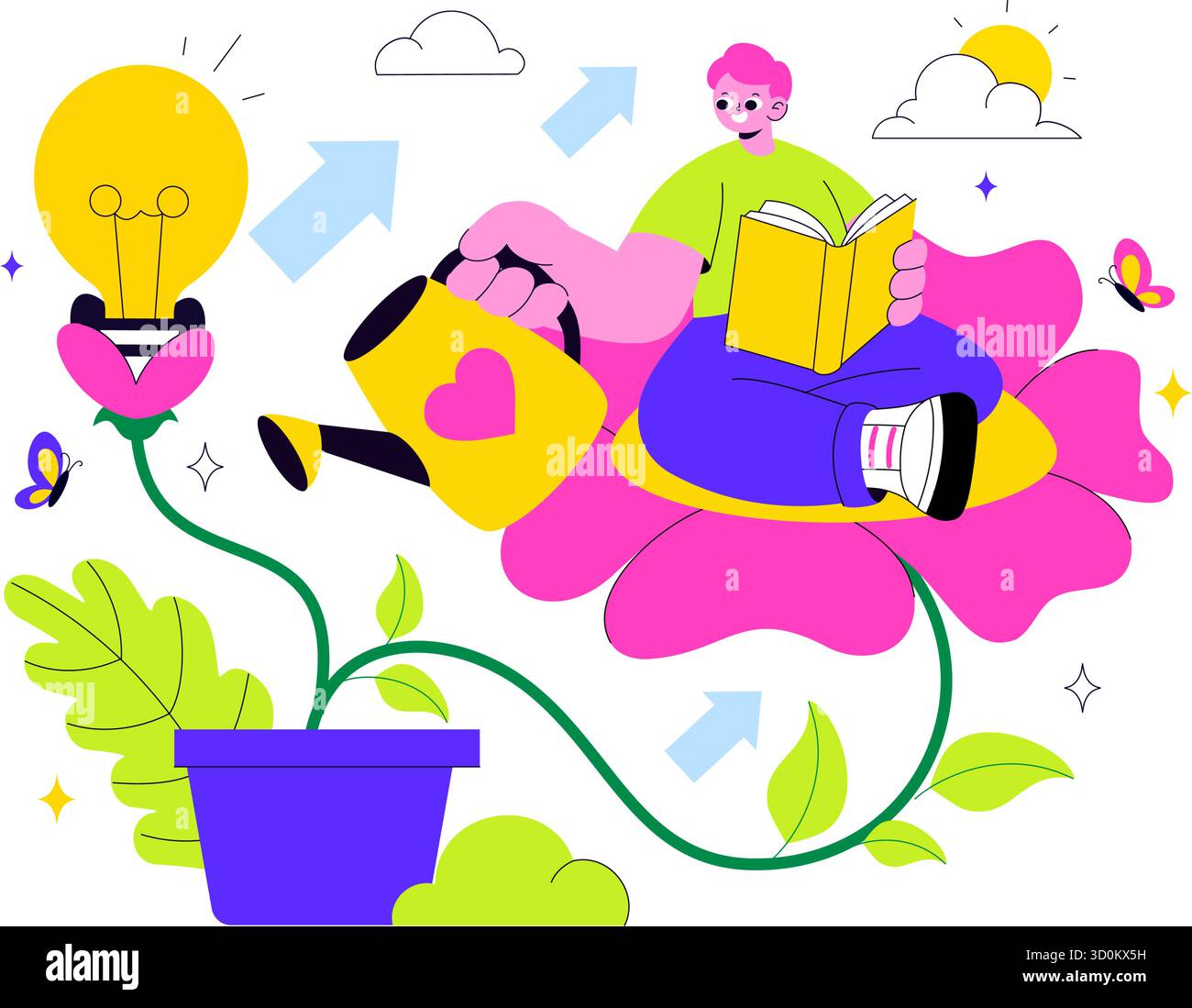 Growing Learning Persevering Personal Growth Vector Illustration Featuring Development Through ...