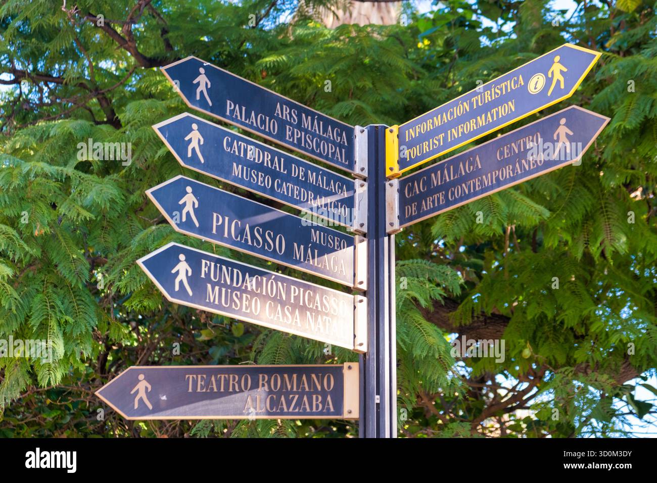 Multi Direction Signposts Multi-directional signpost in Malaga, Spain pointing to attractions ...