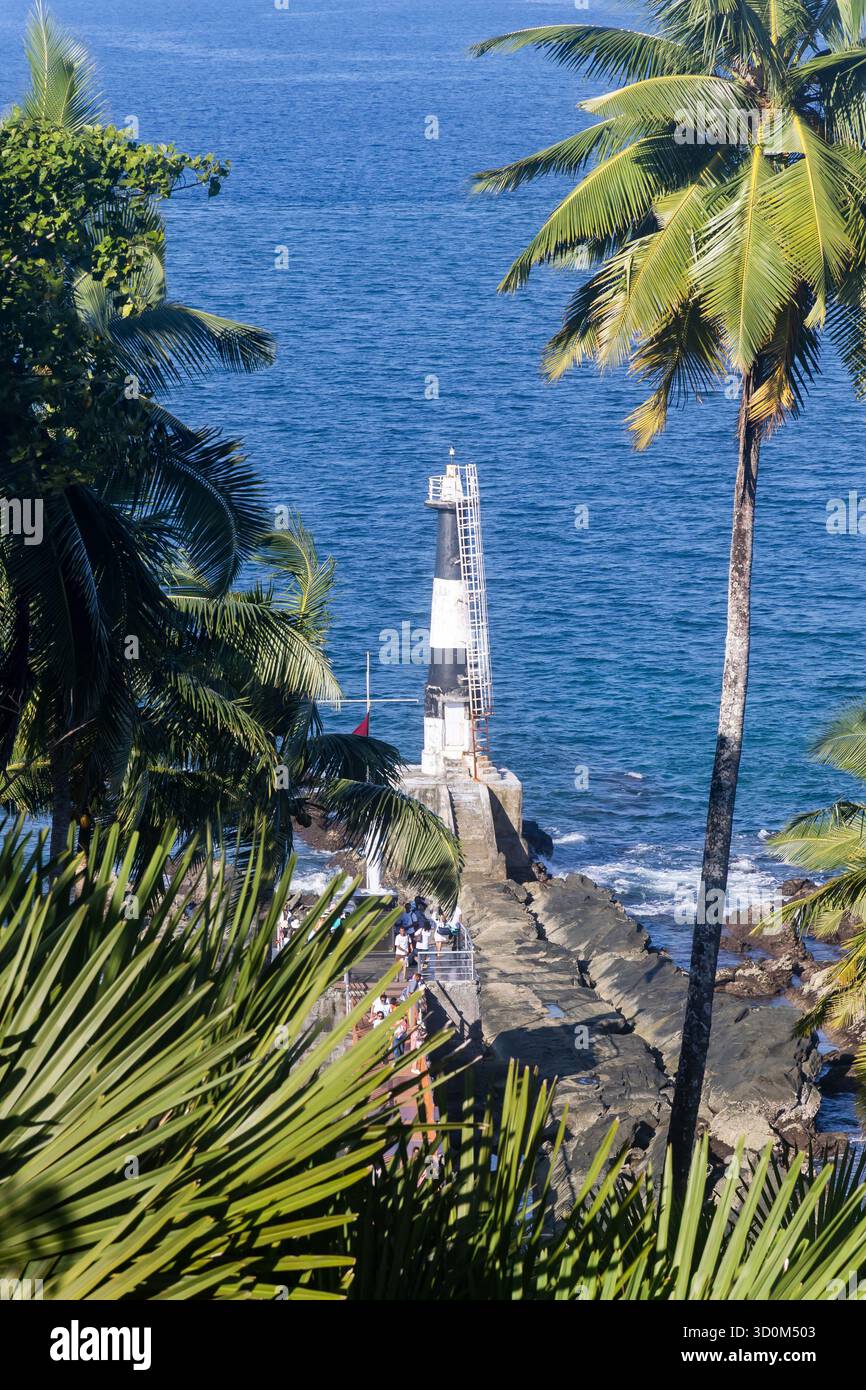 iconic light house of andaman ross island with blue sea water horizon ...