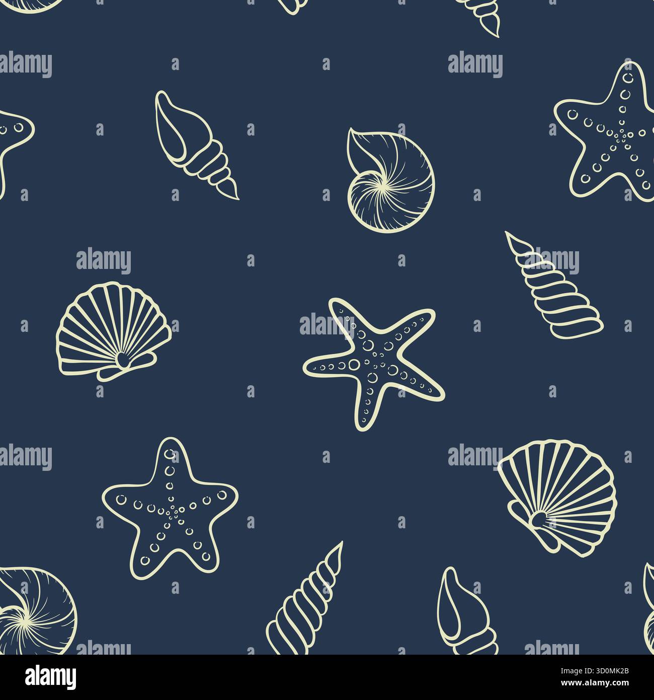 Seashell seamless pattern. design for holiday greeting card and ...