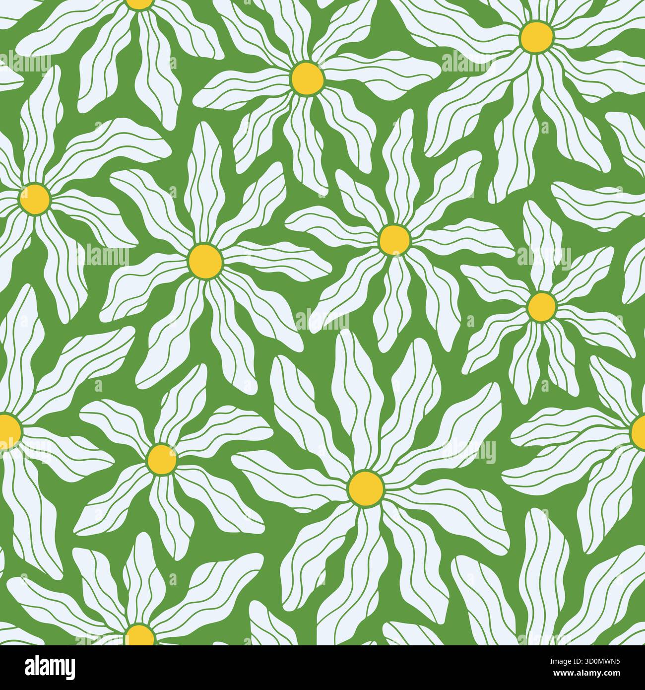 Abstract daisy seamless pattern. Vector illustration flat design background. Stock Vector