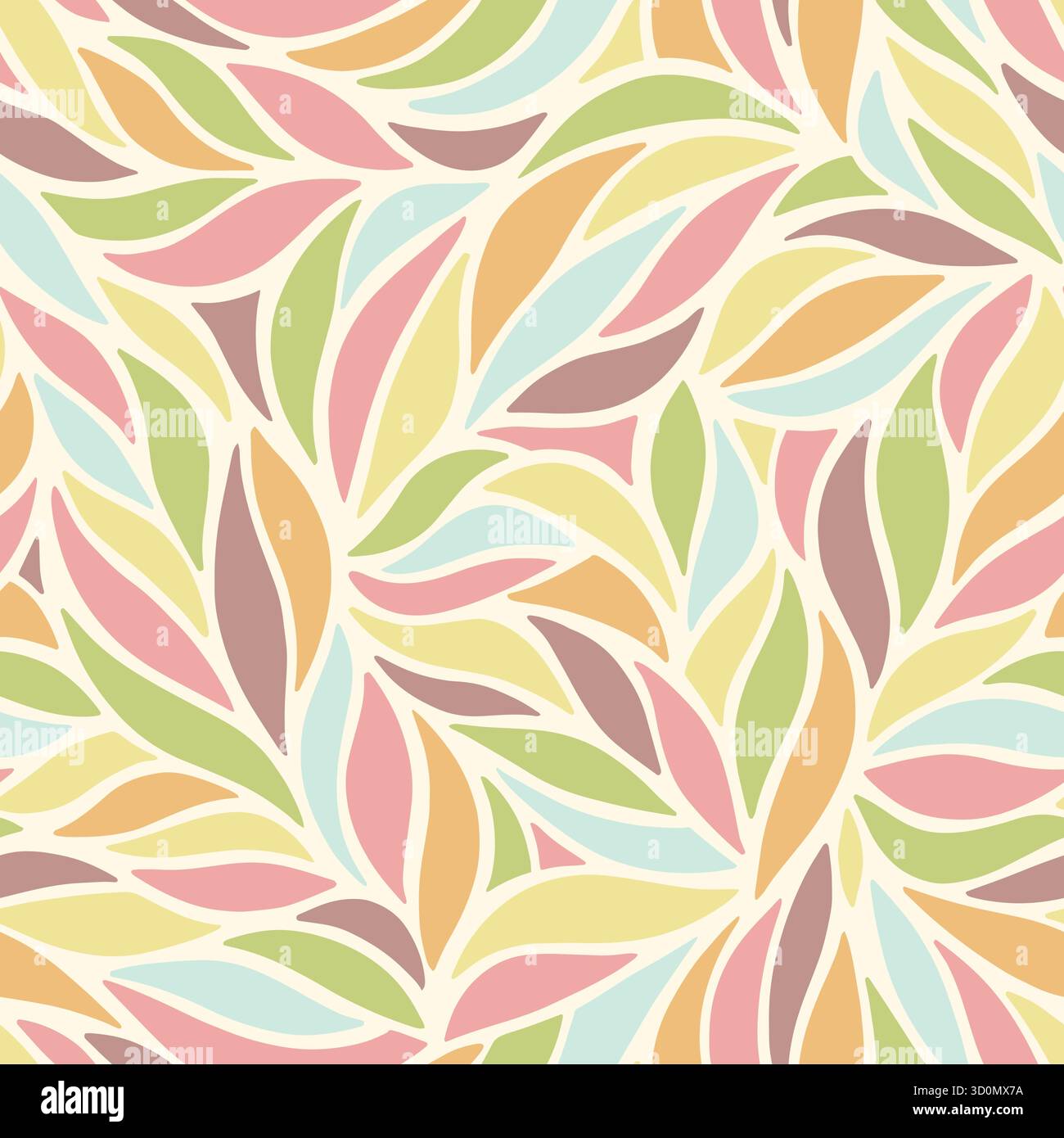 Abstract leaf swirl seamless pattern. Vector illustration flat design background. Stock Vector