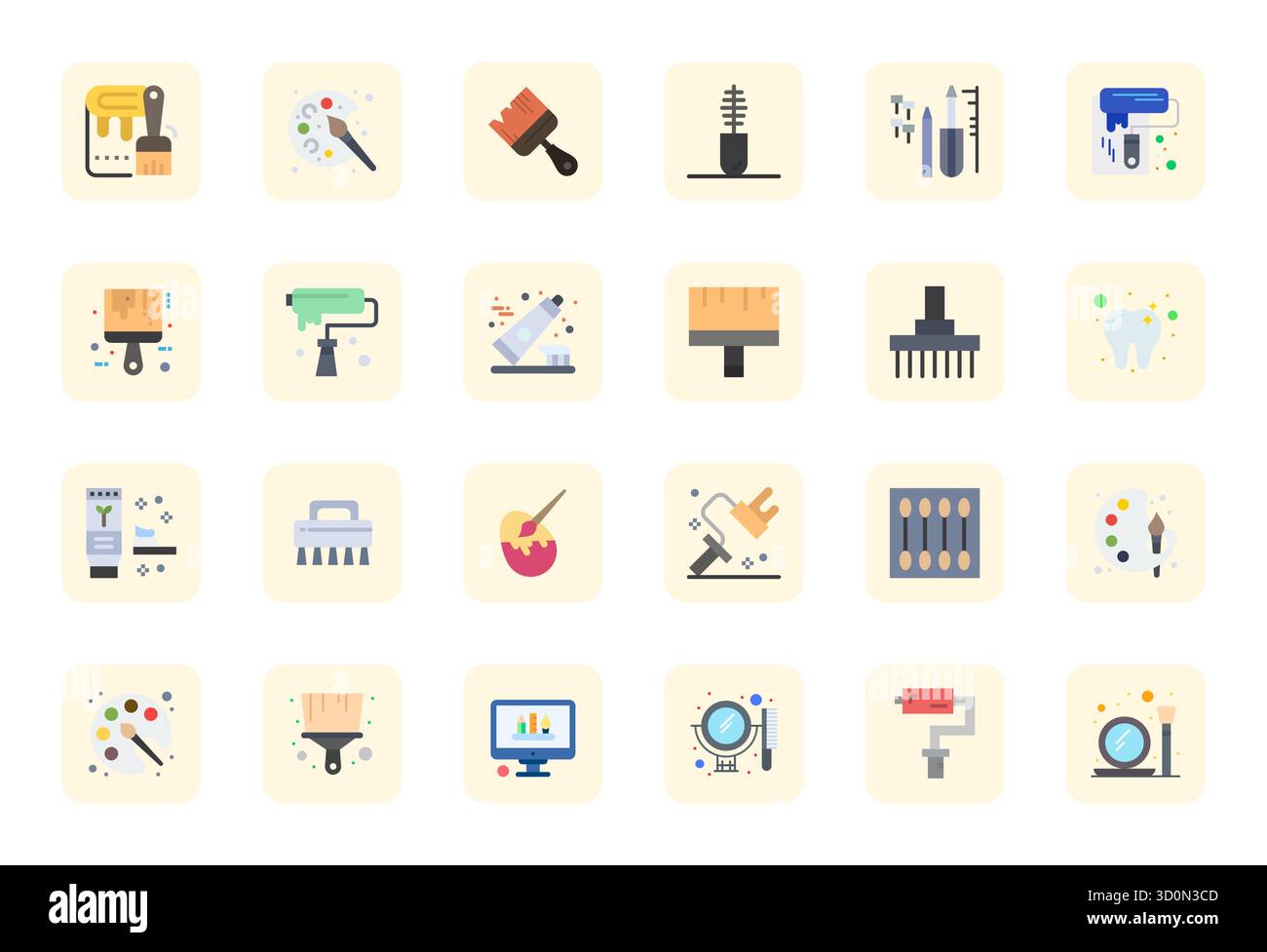 This Brush vector icon pack includes 24 Flat designs in 64x64 Display Perfect format, perfect for enhancing digital interfaces. Stock Vector