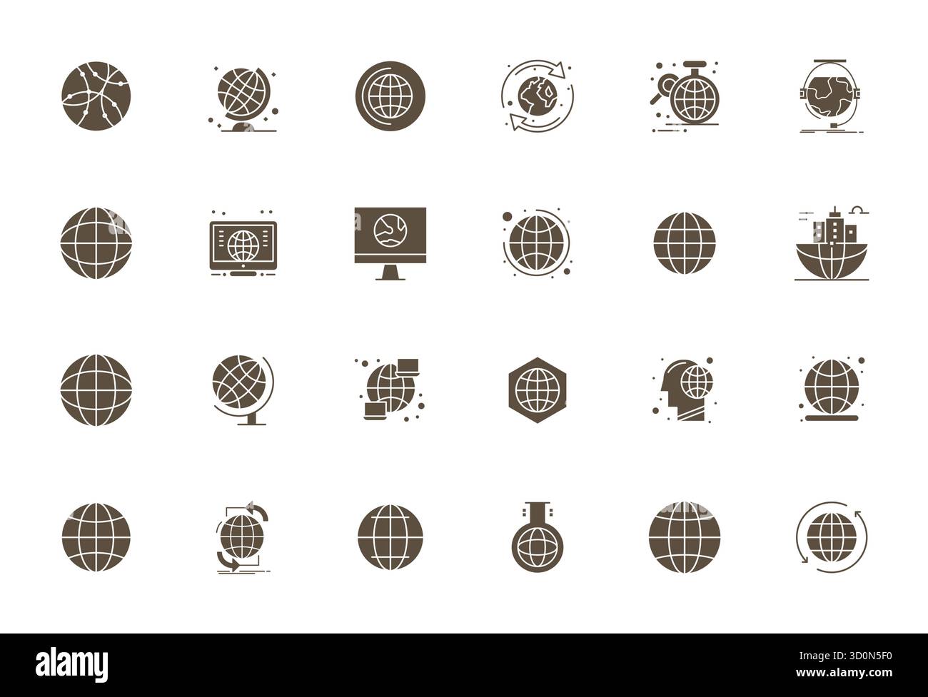 Vector pack with 24 Filled Editable icons inspired by Globalisation, delivered in 256x256 resolution ideal for scalable and creative design work. Stock Vector