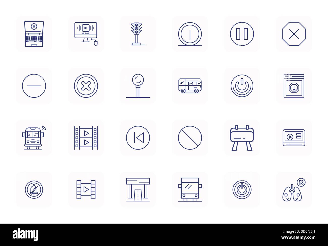 Revolutionary set of 24 Grid Fitted vector icons inspired by Stop ...