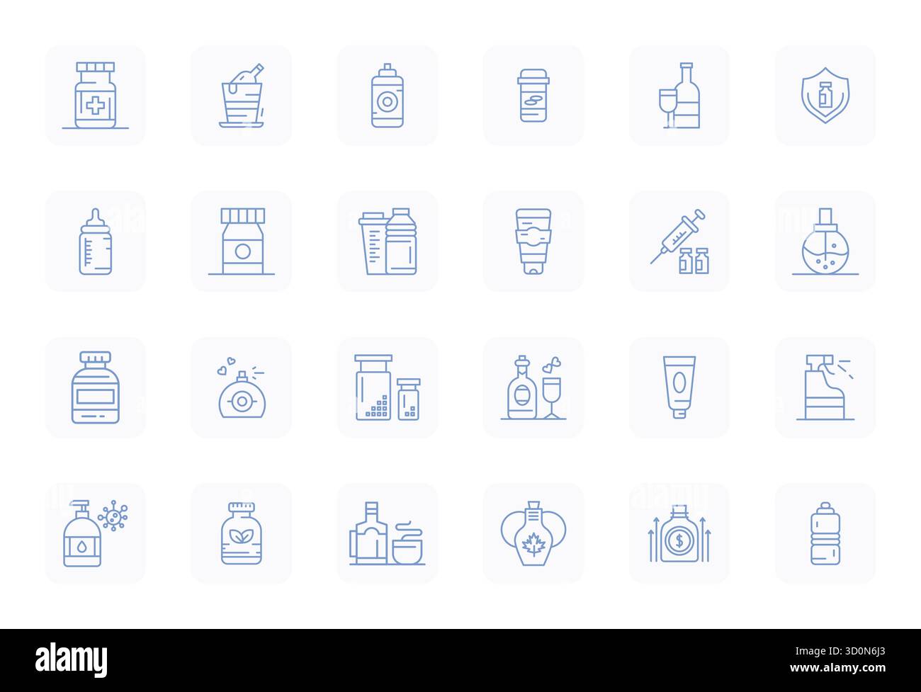 Explore 24 Regular Bold Outline Editable vector icons in Retina Ready resolution inspired by Bottle. Perfect for web and app interfaces. Stock Vector