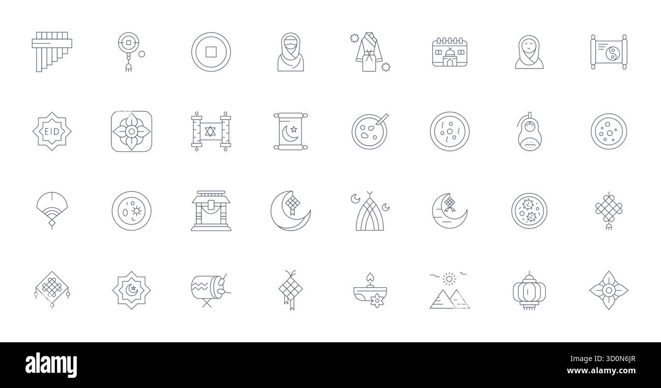 Vector pack with 32 Thin Line Pixel Optimized icons inspired by Culture ...