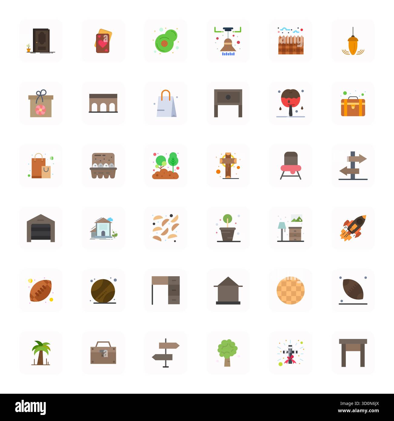 Strategic bundle featuring 36 vector icons representing Brown in Flat format, optimized with 64x64 PIXEL Perfect quality for professional workflows. Stock Vector