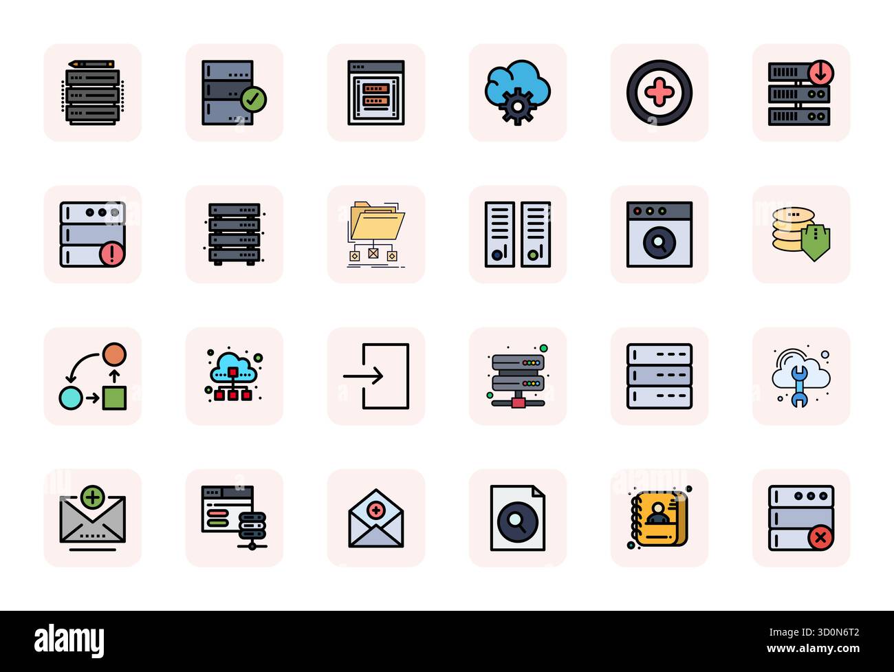 Premium collection of 24 LineFilled vector icons for Database, meticulously crafted in 64x64 PIXEL Perfect resolution for superior visual impact. Stock Vector
