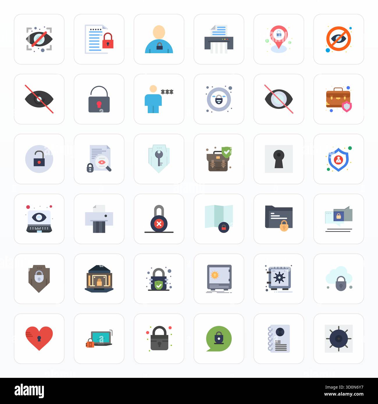 Thoughtfully designed 36 vector icons themed around Confidential, crafted in Flat with Retina Ready Editable precision for contemporary design needs. Stock Vector