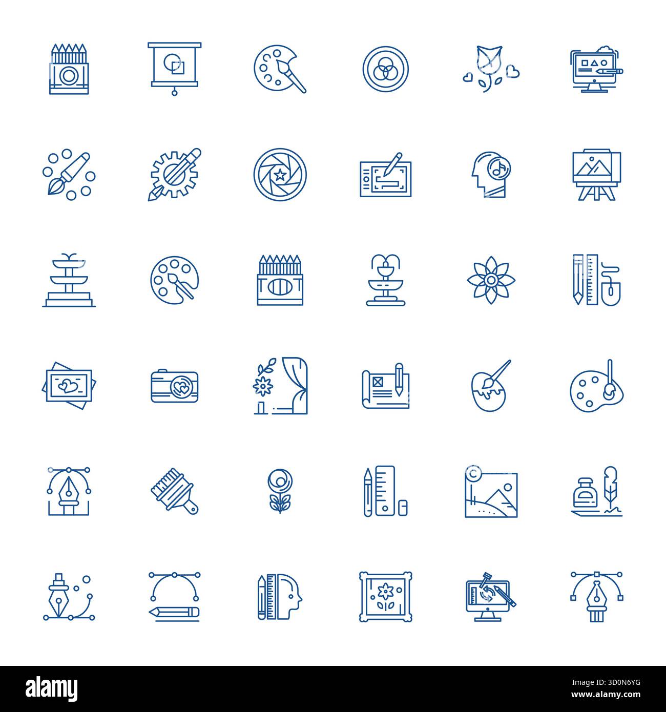 Strategic bundle featuring 36 vector icons representing Artistic in Bold Line format, optimized with 256x256 Pixel Optimized quality for professional Stock Vector