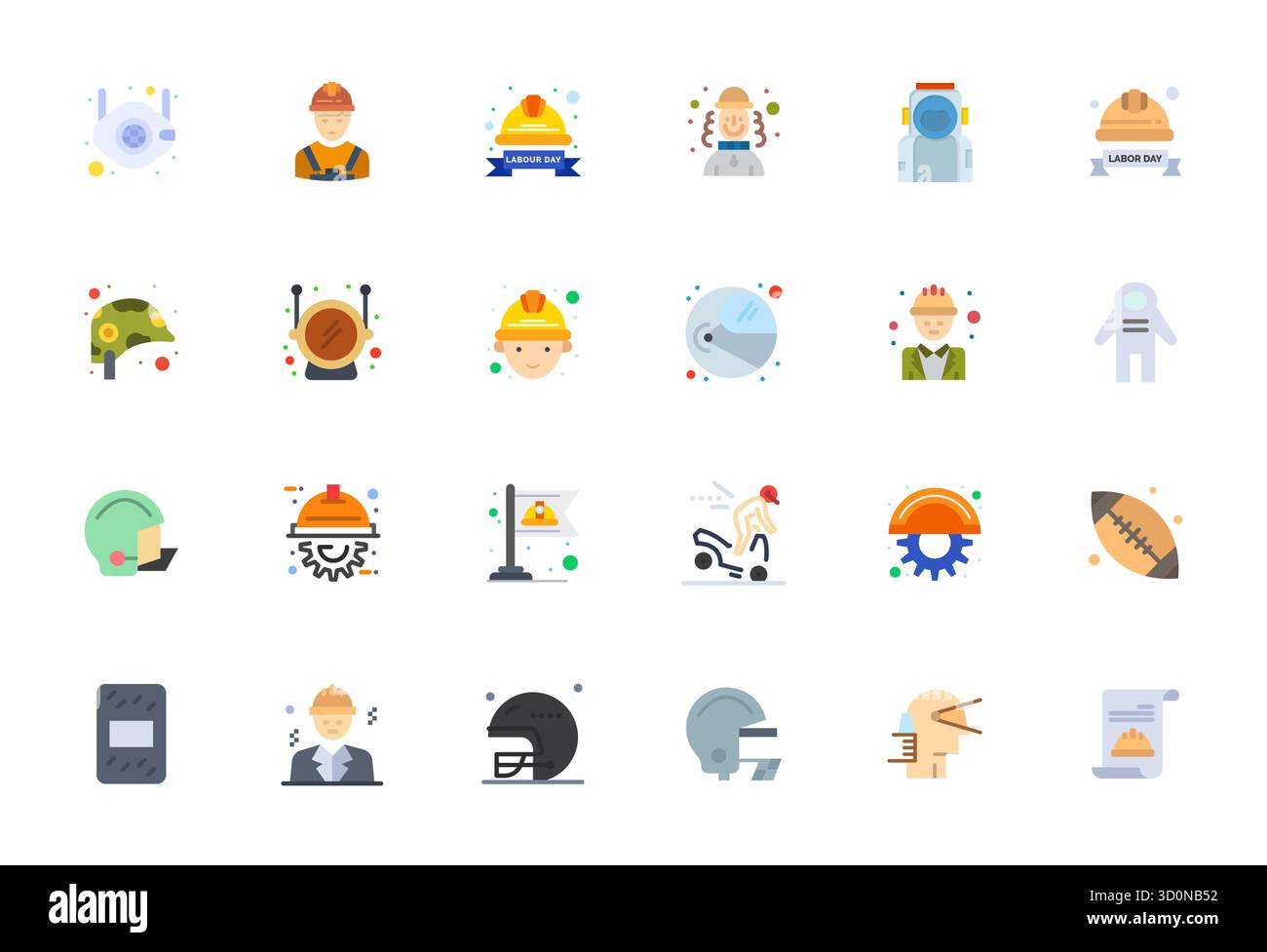 Handcrafted collection featuring 24 Flat vector icons for Helmet, optimized in 256x256 PIXEL Perfect resolution for premium digital experiences. Stock Vector