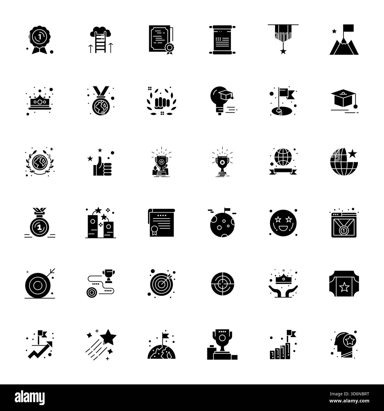 Ultimate collection of 36 vector icons representing Achievement in ...