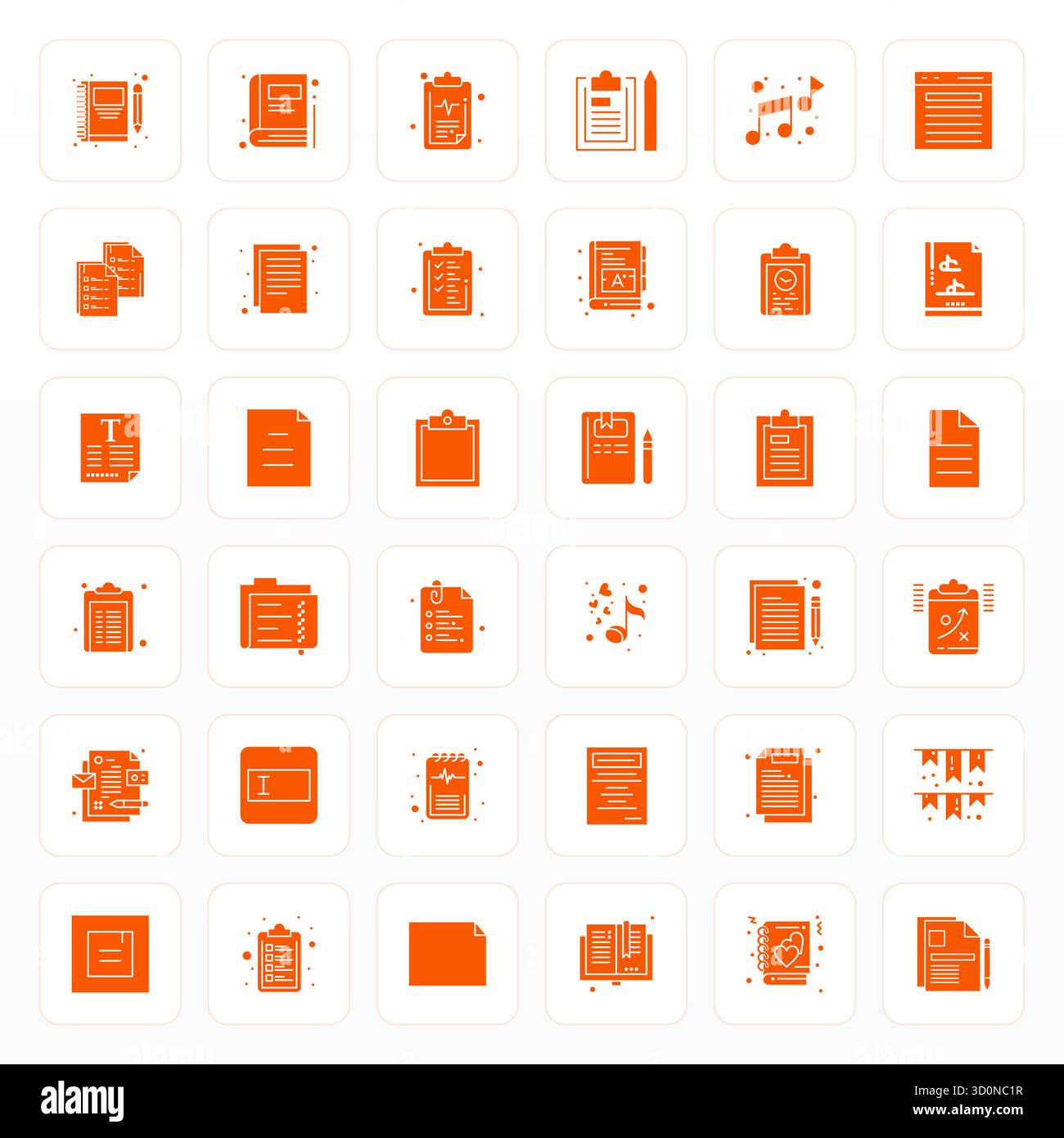 Expertly designed 36 Glyph PIXEL Perfect vector icons for Notes, engineered at High Resolution resolution for flawless integration and performance. Stock Vector