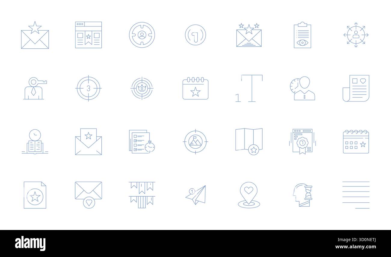 Handcrafted collection featuring 28 Thin Line vector icons for Priority, optimized in 128x128 Editable resolution for premium digital experiences. Stock Vector