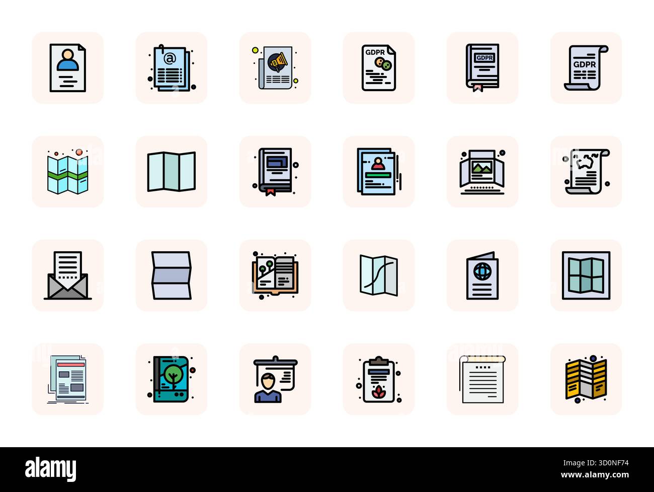 Sophisticated bundle of 24 LineFilled vector icons for Information ...
