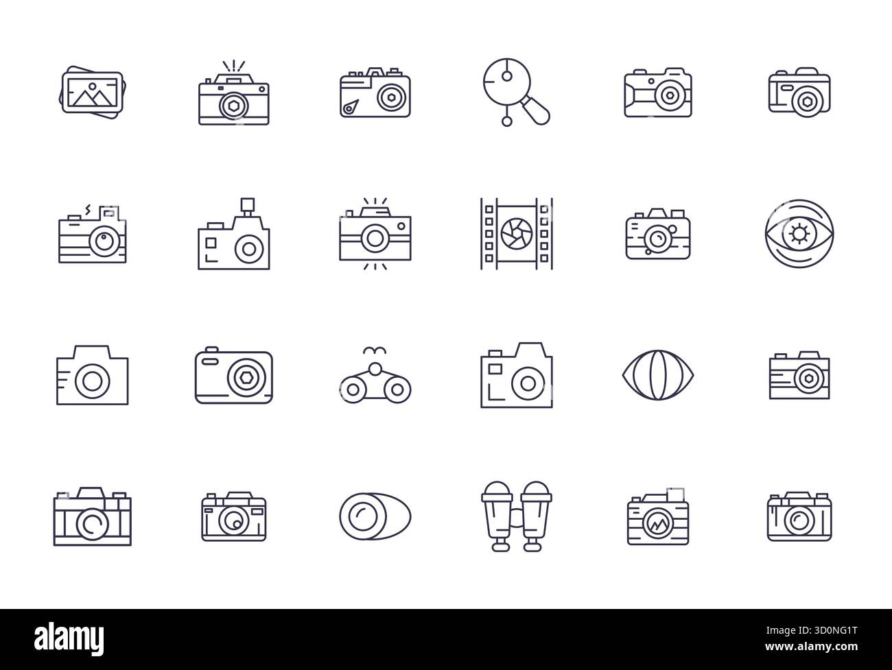 Enhance your projects with 24 Bold Line vector icons themed around Viewfinder, featuring 256x256 Editable resolution ideal for clean and professional Stock Vector