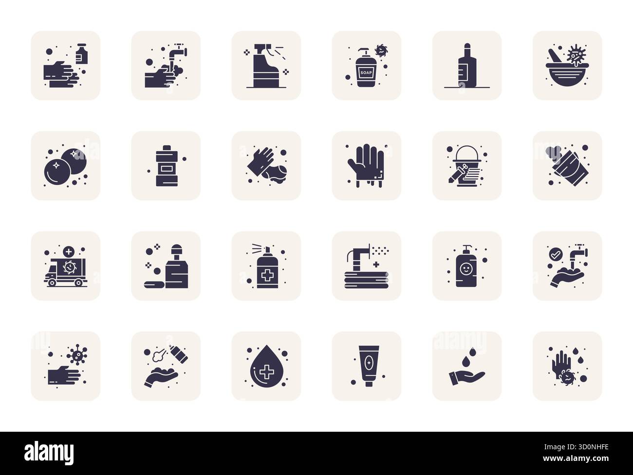 A clean collection of 24 Filled vector icons representing Disinfectant ...