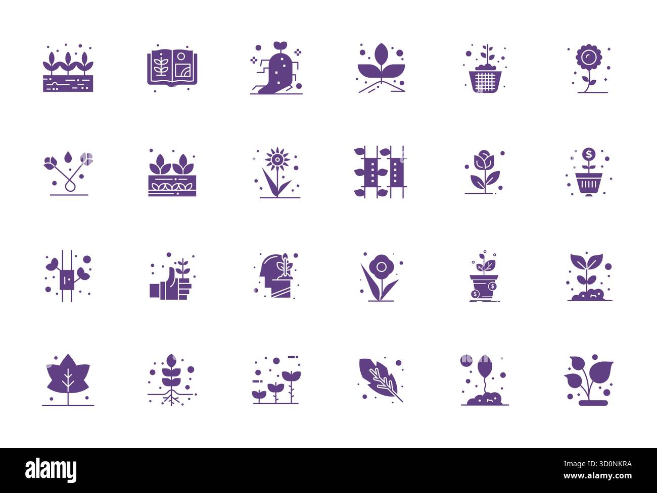 Comprehensive bundle featuring 24 vector icons in Filled design for Sprout, delivered in crisp 256x256 Pixel Optimized quality. Stock Vector