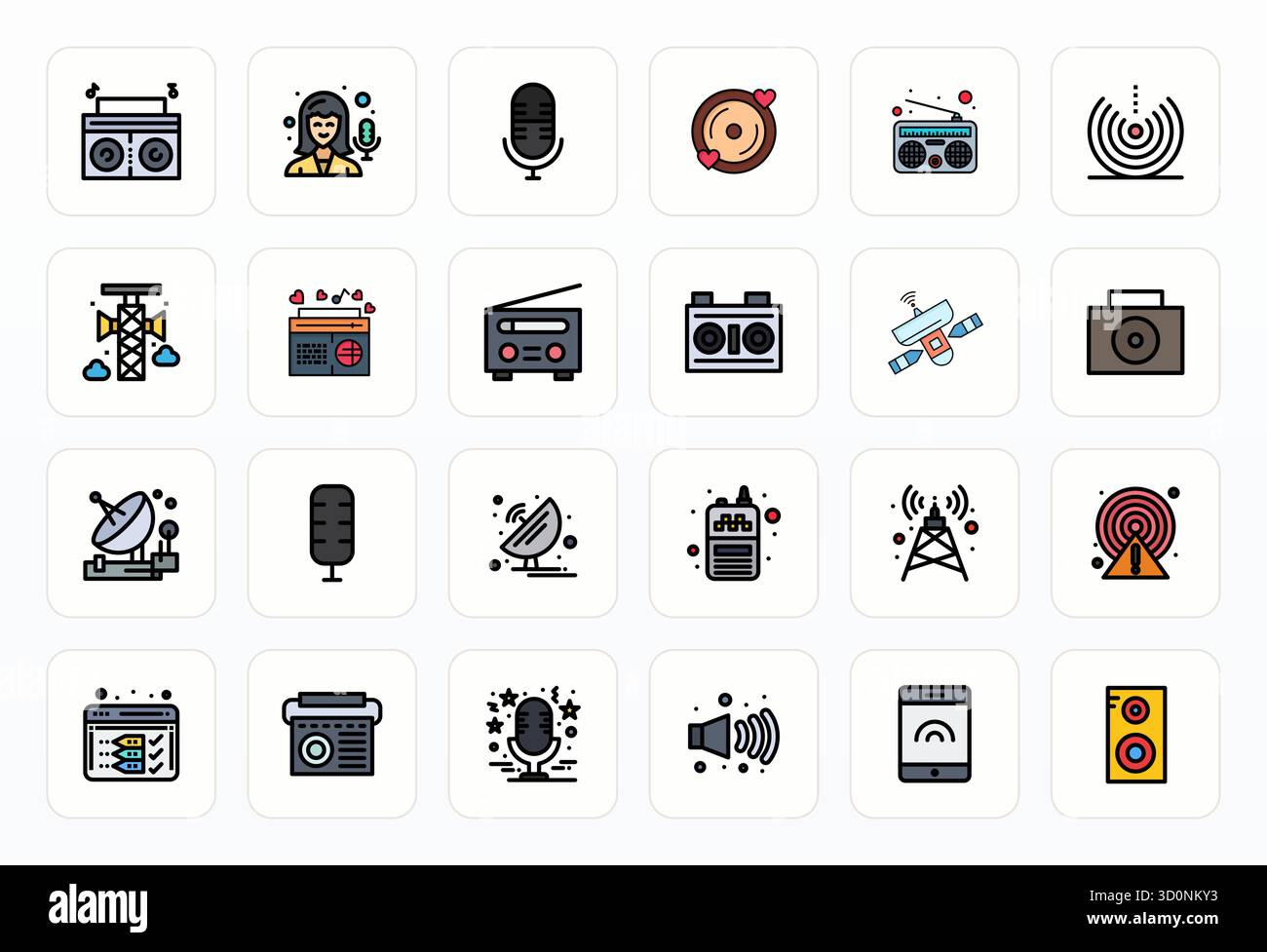 Exclusive collection of 24 Filled Line vector icons for Radio ...