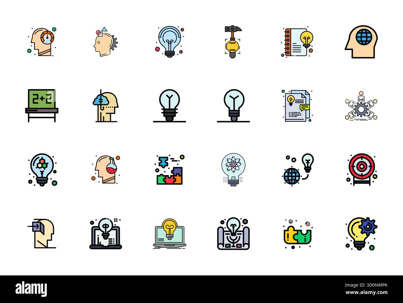 Intelligently designed 24 Pixel Optimized vector icons inspired by ProblemSolving, created in Flat Line Filled format at Retina Ready for smart and ef Stock Vector