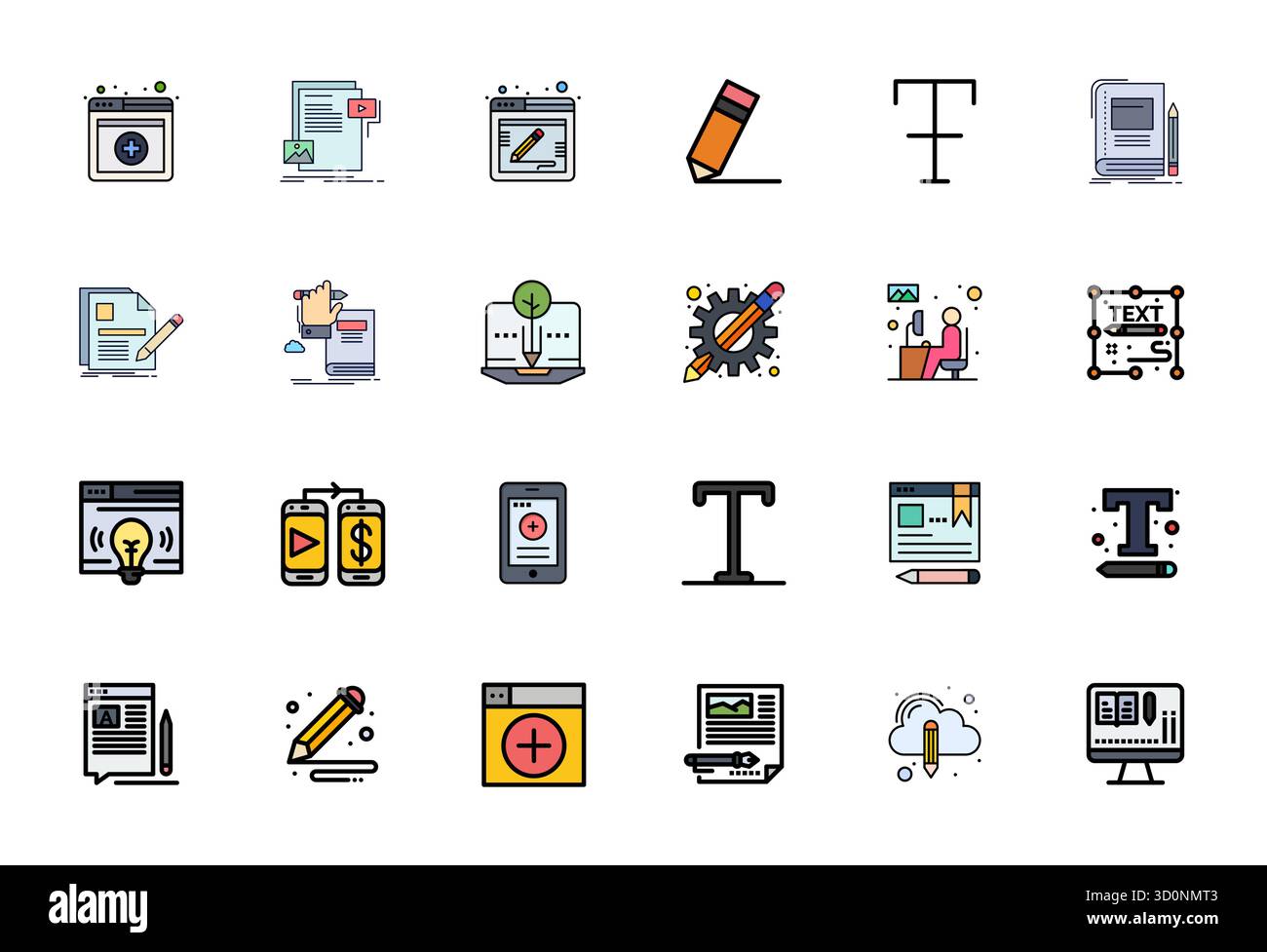 Professional-grade collection of 24 Line Filled vector icons ...