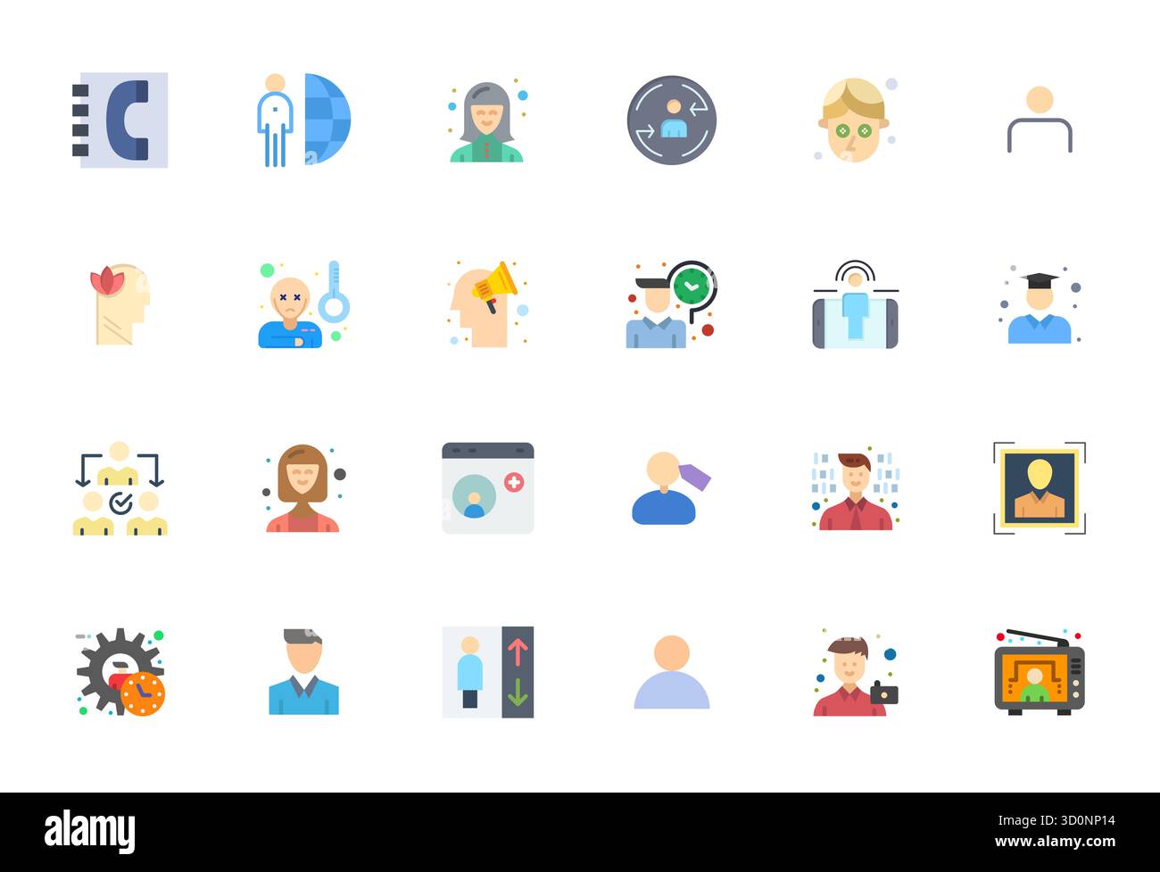 Explore 24 Flat Editable vector icons in 256x256 resolution inspired by Person. Perfect for web and app interfaces. Stock Vector
