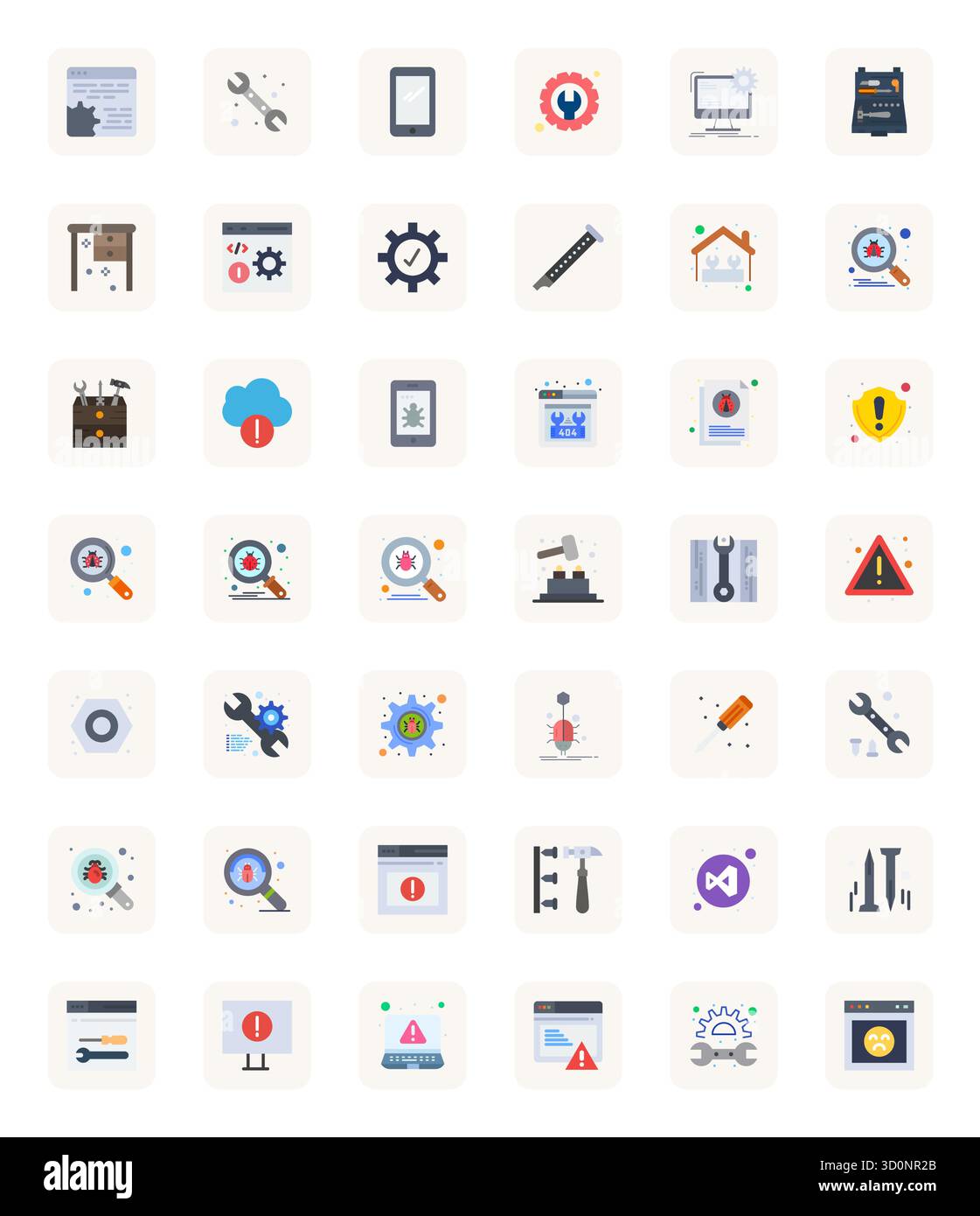 Exceptional collection of 42 Flat vector icons for Fix, delivered in High Resolution Pixel Aligned resolution for unparalleled visual excellence and u Stock Vector
