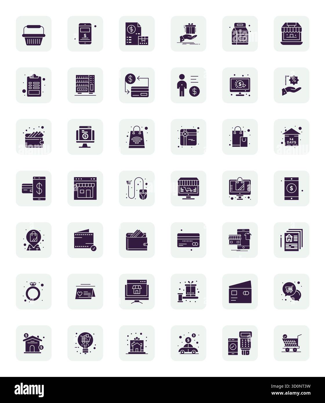 Contemporary collection of 42 vector icons representing Purchase in Filled aesthetic, featuring Retina Ready PIXEL Perfect resolution for modern appli Stock Vector