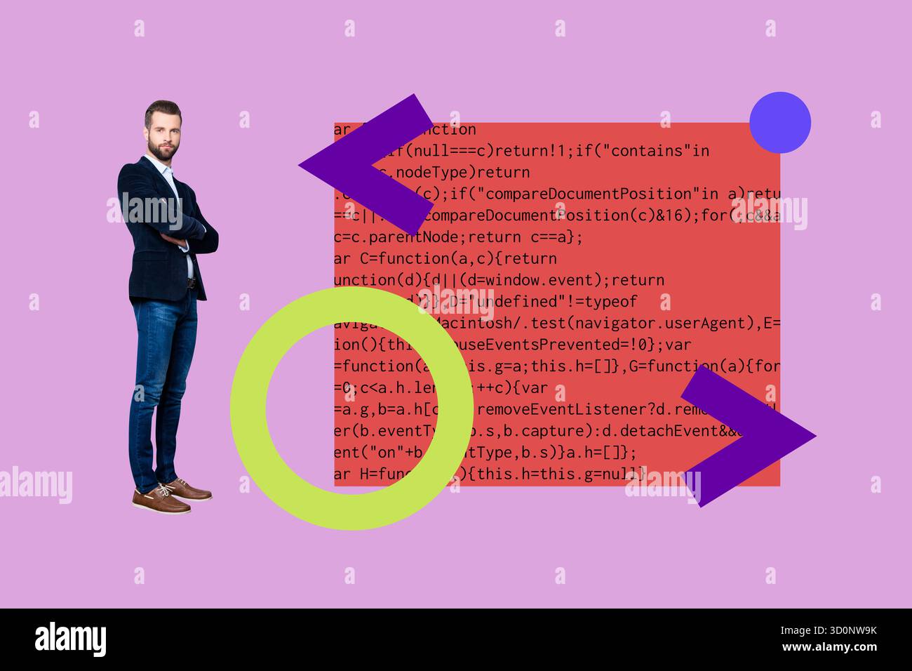 Collage of business man woman in front of abstract charts programming ...